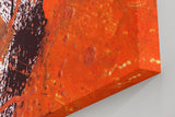 Sinus Art Wandbild 120x80cm Farbexplosion in Orange und Schwarz mit tropfenartigen Elementen und Bewegung