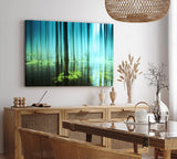 Paul Sinus Wandbild 120x80cm Wald Bäume See Wasserwald Kunstvoll Sonnenlicht Blau