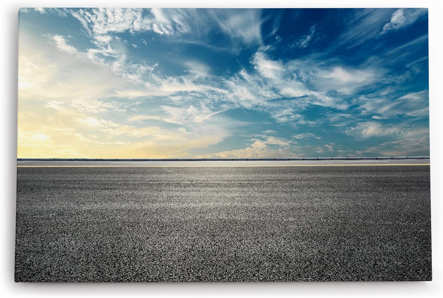 Paul Sinus Wandbild 120x80cm Straße Asphalt Horizont Himmel Fotokunst Sonnenuntergang