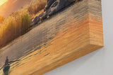 Sinus Art Wandbild 120x80cm Einzelnes Boot auf ruhigem Wasser bei Sonnenuntergang – Natur pur auf Leinwand