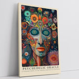 Paul Sinus Leinwandbild 60x90cm Psychedelisches Orakel – Visionäres Porträt mit leuchtenden Farben, abstrakten Mustern und surrealer Tiefenwirkung