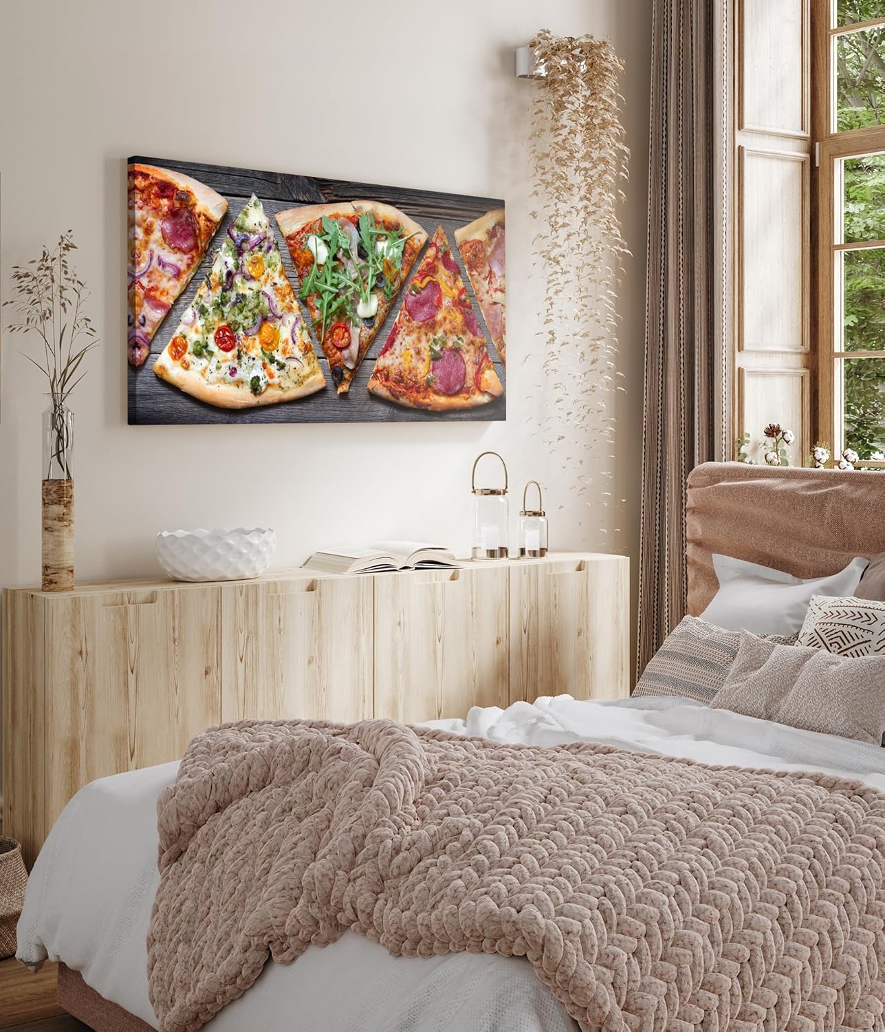 Paul Sinus Wandbild 120x60cm – Leckere Pizzavielfalt, modernes Küchenbild auf Leinwand, rustikale Essenskunst für Küche, Esszimmer, Restaurant, italienische Atmosphäre