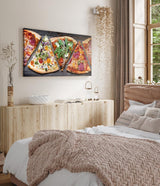Paul Sinus Wandbild 120x60cm – Leckere Pizzavielfalt, modernes Küchenbild auf Leinwand, rustikale Essenskunst für Küche, Esszimmer, Restaurant, italienische Atmosphäre