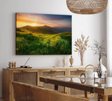 Paul Sinus Wandbild 120x80cm Alpenlandschaft Berge Wiesen Sonnenuntergang Natur
