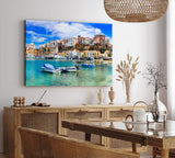 Paul Sinus Wandbild 120x80cm Italienisches Küstendorf Häuser Hafen Boote Mittelmeer