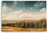 Paul Sinus Wandbild 120x80cm Natur Berge Landschaft Tannenwald Bäume weiße Wolken