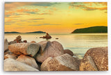 Paul Sinus Wandbild 120x80cm Felsen Meer roter Himmel Horizont Berge Sonnenuntergang