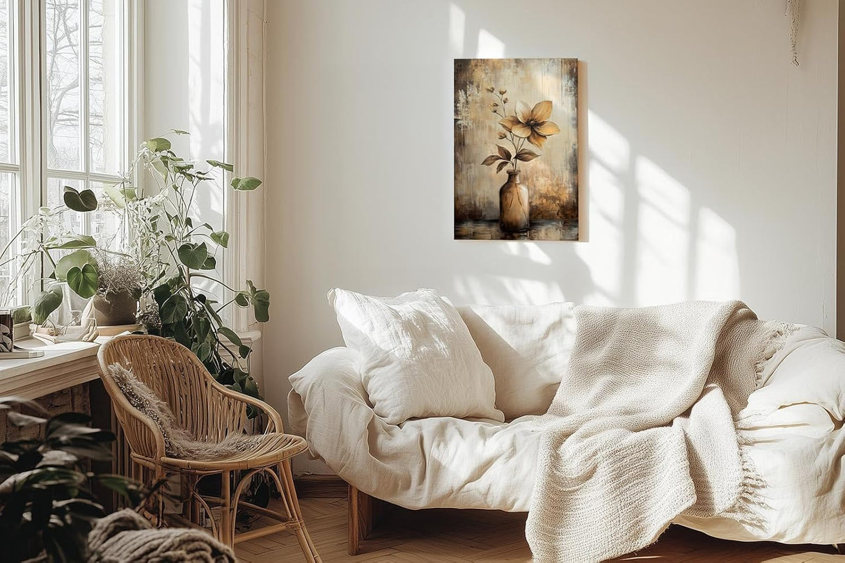 Paul Sinus 60x90cm Wandbild Poesie der Blüte – Vintage-Flair und florale Eleganz in Braun als stilvolles Naturmotiv mit Tiefe