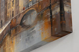 Sinus Art Wandbild 120x80cm Stimmungsvolle Darstellung von Amsterdam mit Kanal Brücke und Altstadt bei herbstlichem Licht