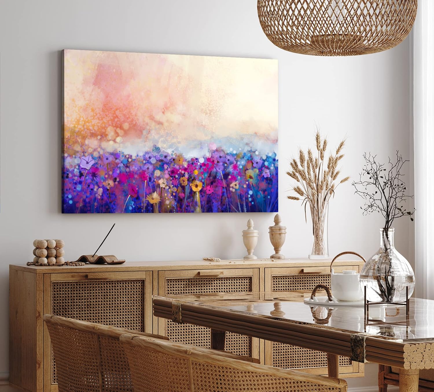 Paul Sinus Wandbild 120x80cm Bunte Blumen Blüten Abstrakt Kunstvoll Farbenfroh