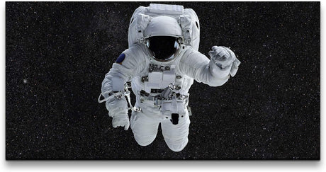 Astronaut im Weltall ca. 130x70cm Wandbild inklusive Schattenfugenrahmen schwarz - Panorama Leinwand Bild XXL Format Wandbilder Wohnzimmer Wohnung Deko Kunstdrucke