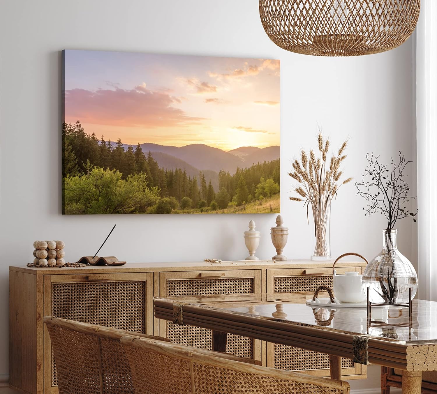 Paul Sinus Wandbild 120x80cm Berge Landschaft Tannenwald Wald Bäume Natur