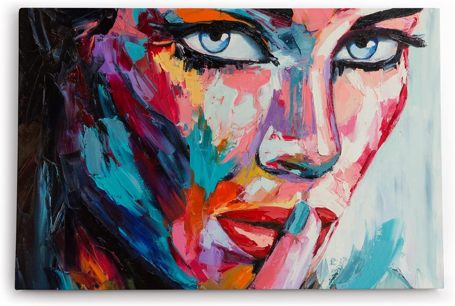 Wandbild 120x80cm Porträt einer jungen Frau Feminin Farbenfroh Abstrakt