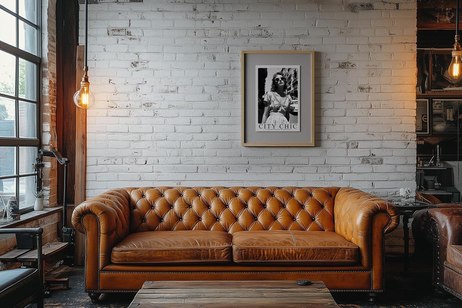 Paul Sinus Leinwandbild 60x90cm Leinwandbild City Chic – Stilvolle Schwarz-Weiß-Fotografie einer eleganten Frau in urbaner Kulisse, Vintage-Glamour