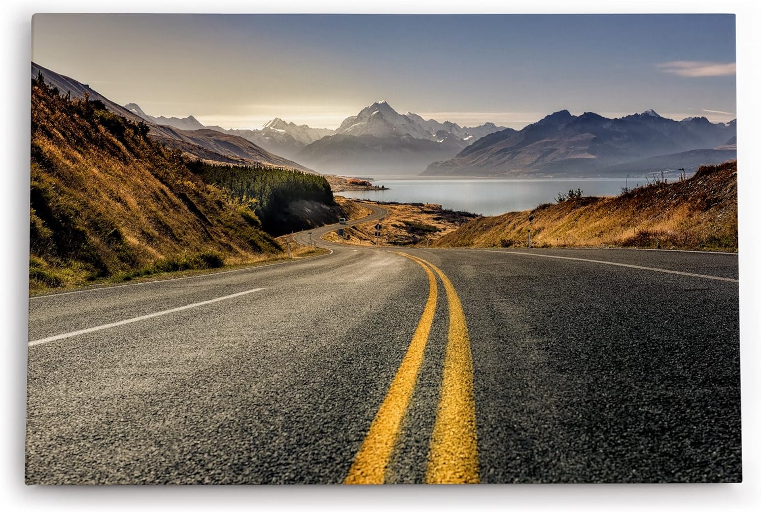 Paul Sinus Wandbild 120x80cm Lake Pukaki Neuseeland Straße Berge See Gebirge
