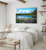 Paul Sinus Wandbild 120x80cm See Natur Tannenwald Blumen Blüten Sommer