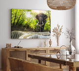 Paul Sinus Wandbild 120x80cm Asiatischer Elefant Thailand Dschungel Stoßzähne Grün