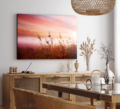 Paul Sinus Wandbild 120x80cm Weizenfeld Morgenröte Natur Feld Rosa Himmel