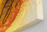 Sinus Art Wandbild 120x80cm Kreisförmige Strukturen in Orange und Gelb mit zentraler schwungvoller schwarzer Linie