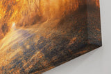 Sinus Art Wandbild 120x80cm Faszinierende Herbstallee mit goldenen Blättern und Lichtspiel in der Natur