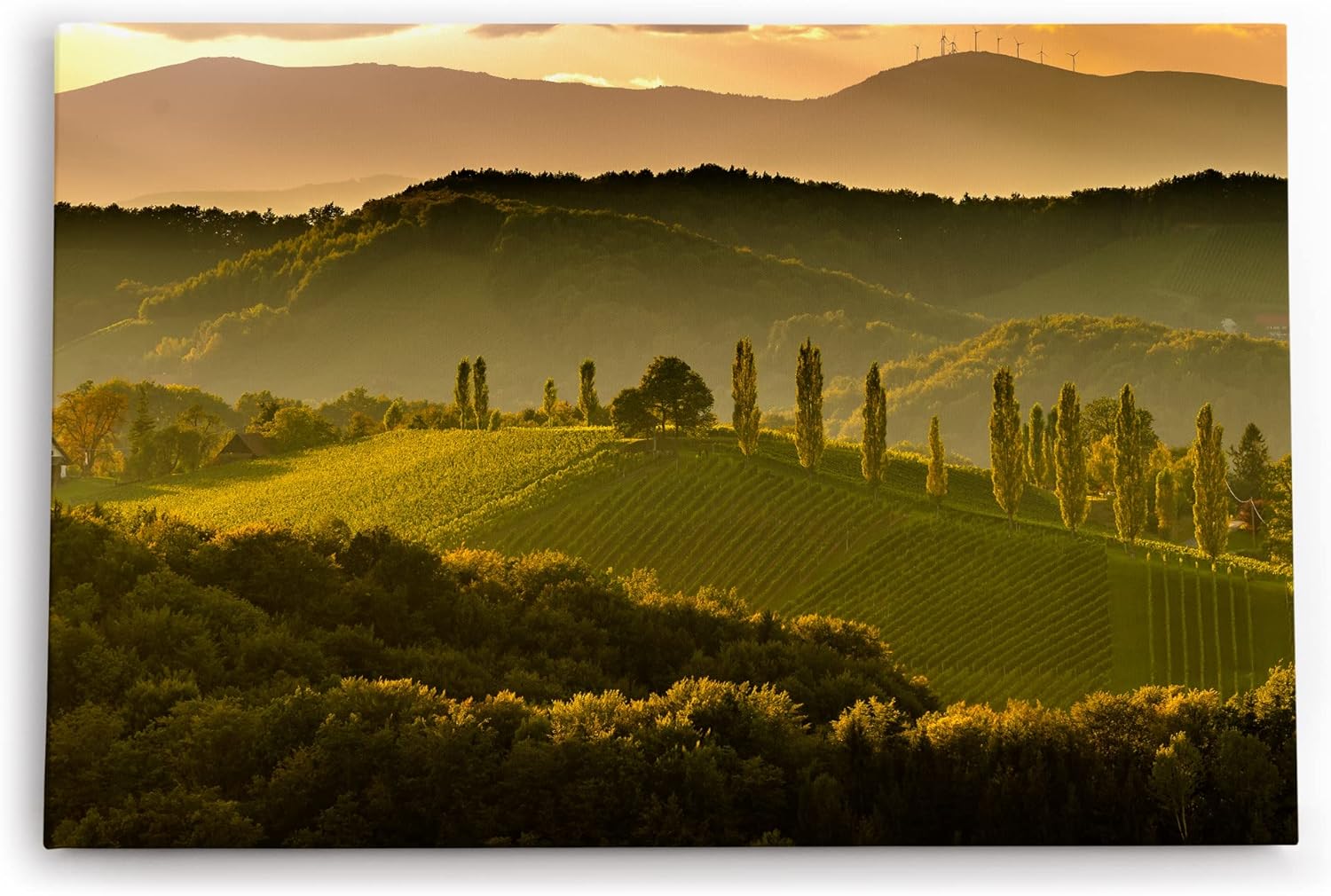 Paul Sinus Wandbild 120x80cm Toskanische Landschaft Italien Hügel Sonnenuntergang