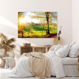 Paul Sinus Wandbild 120x80cm Deutsche Landschaft Wiese Bäume Sonnenschein Herbst