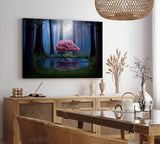 Paul Sinus Wandbild 120x80cm Märchenwald Bonsai Wald Vollmond Bäume Teich