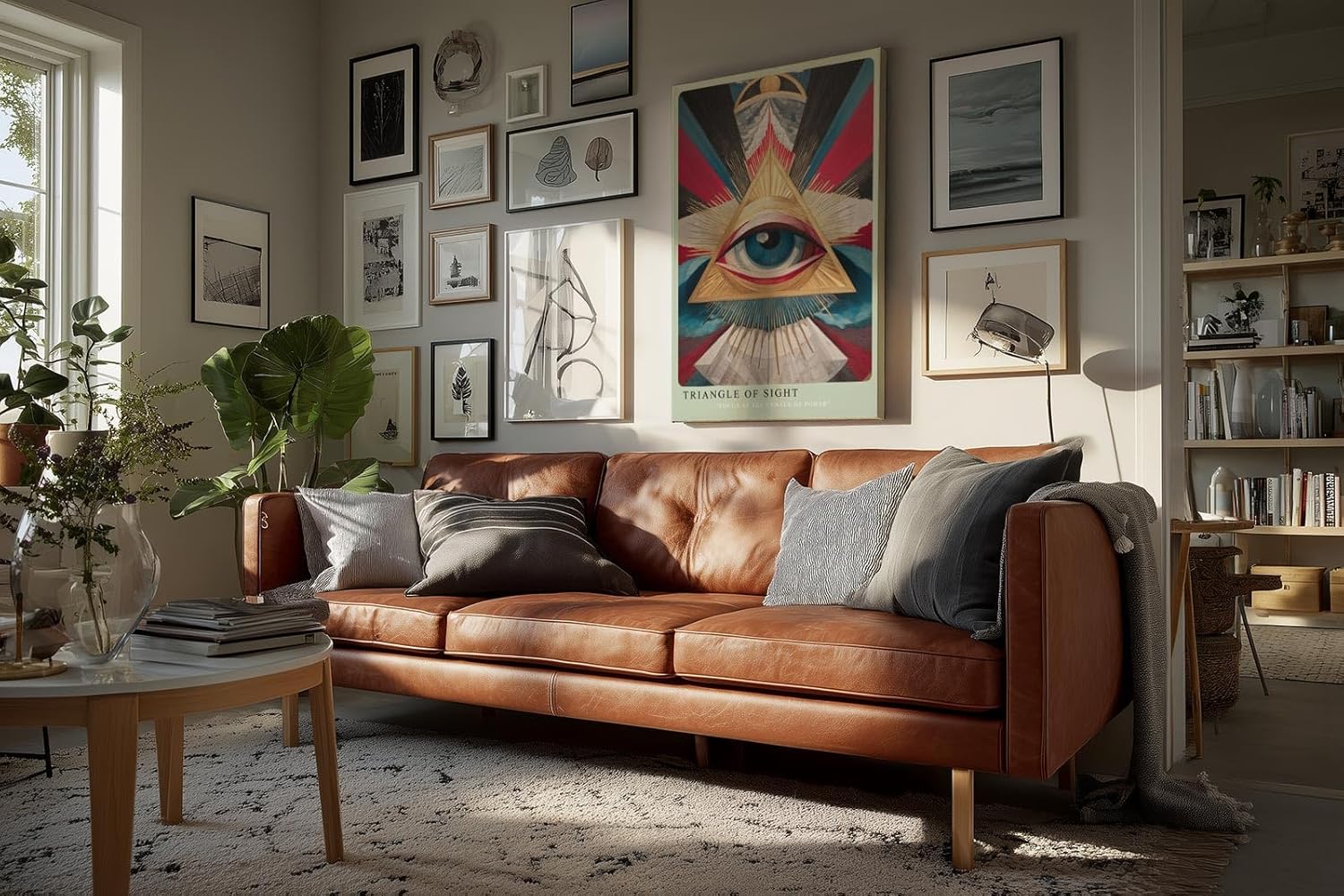 Paul Sinus Wandbild in 40x60cm Triangle of Sight Geometrisches Auge im goldenen Dreieck