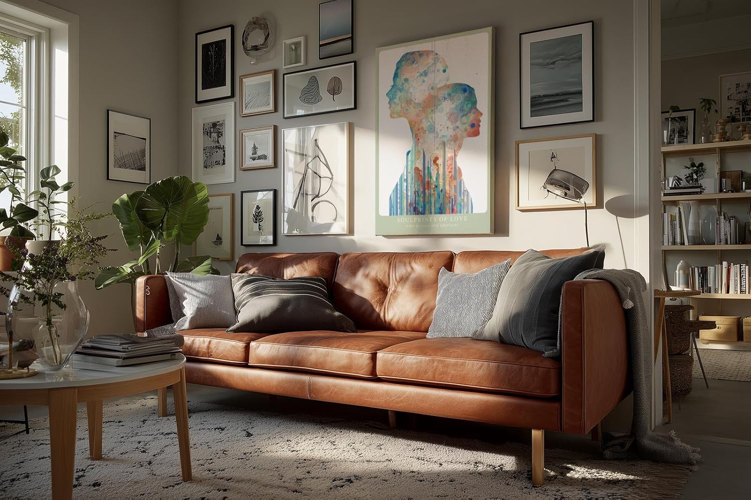 Paul Sinus Wandbild in 40x60cm Soulprints of Love – zwei Silhouetten in leuchtend heller, abstrakter Gestaltung, symbolische Kunst in Pastelltönen