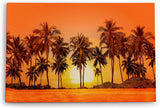 Wandbild 120x80cm Südseeparadies Palmen Sonne Sommer Rot