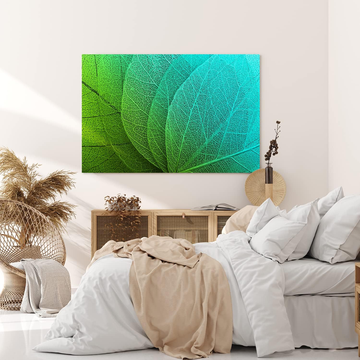 Paul Sinus Wandbild 120x80cm Pflanzenblatt grünes Blatt Nahaufnahme Dekorativ