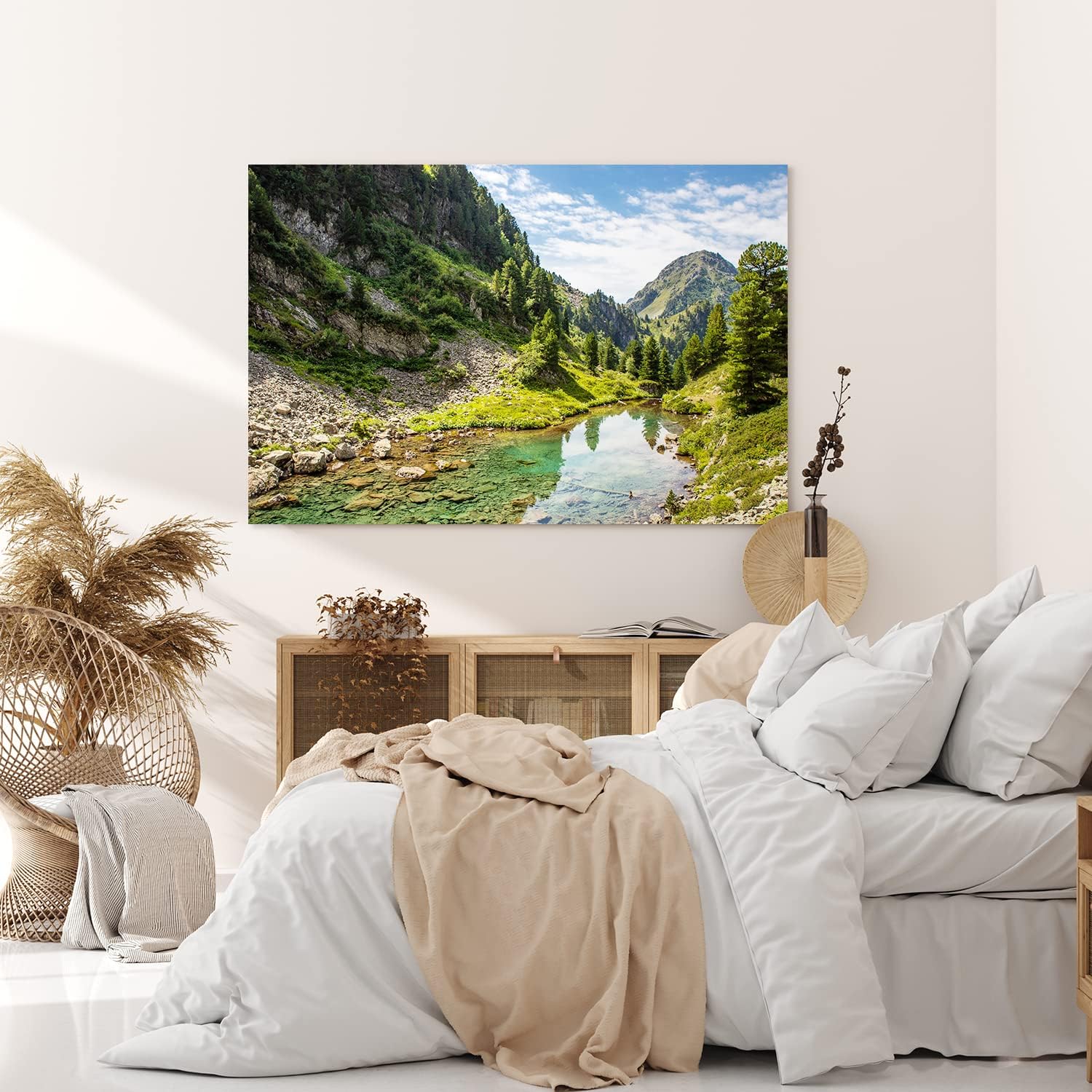 Paul Sinus Wandbild 120x80cm Berge Berglandschaft Bach Natur Bäume