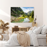 Paul Sinus Wandbild 120x80cm Berge Berglandschaft Bach Natur Bäume