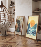 Paul Sinus Leinwandbild 60x90cm Leinwandbild Sonnenuntergangswellen – Eindrucksvolle Landschaft mit leuchtender Sonne und aufgewühltem Meer