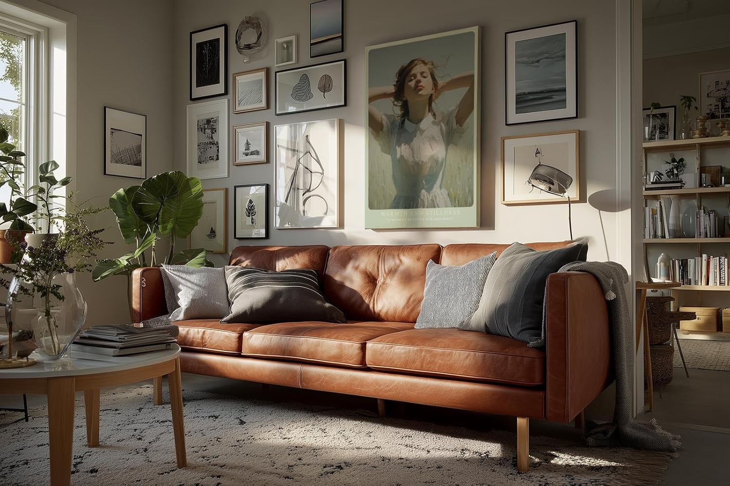 Paul Sinus Wandbild in 40x60cm Warmth and Stillness – Strahlendes Porträt einer jungen Frau im Sonnenlicht, moderne Bilder in sanften Naturtönen, sommerlich und beruhigend