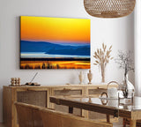 Paul Sinus Wandbild 120x80cm Landschaftsbild See roter Himmel Abendröte Vögel Natur