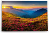 Paul Sinus Wandbild 120x80cm Berglandschaft Alpen Wiese Sommerwiese Sonnenuntergang