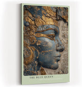 Paul Sinus Wandbild in 40x60cm The Blue Queen – Ägyptisches Königinnenprofil in Blau-Gold mit feinen Reliefdetails