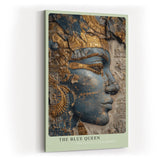 Paul Sinus Wandbild in 40x60cm The Blue Queen – Ägyptisches Königinnenprofil in Blau-Gold mit feinen Reliefdetails