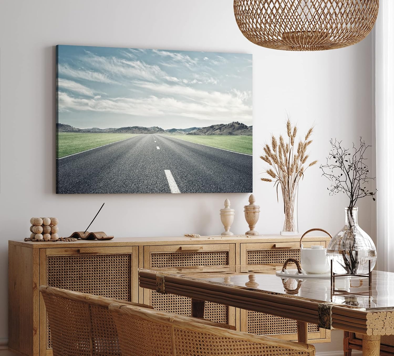 Paul Sinus Wandbild 120x80cm Straße Berge Landschaft Horizont Himmel Kunstvoll