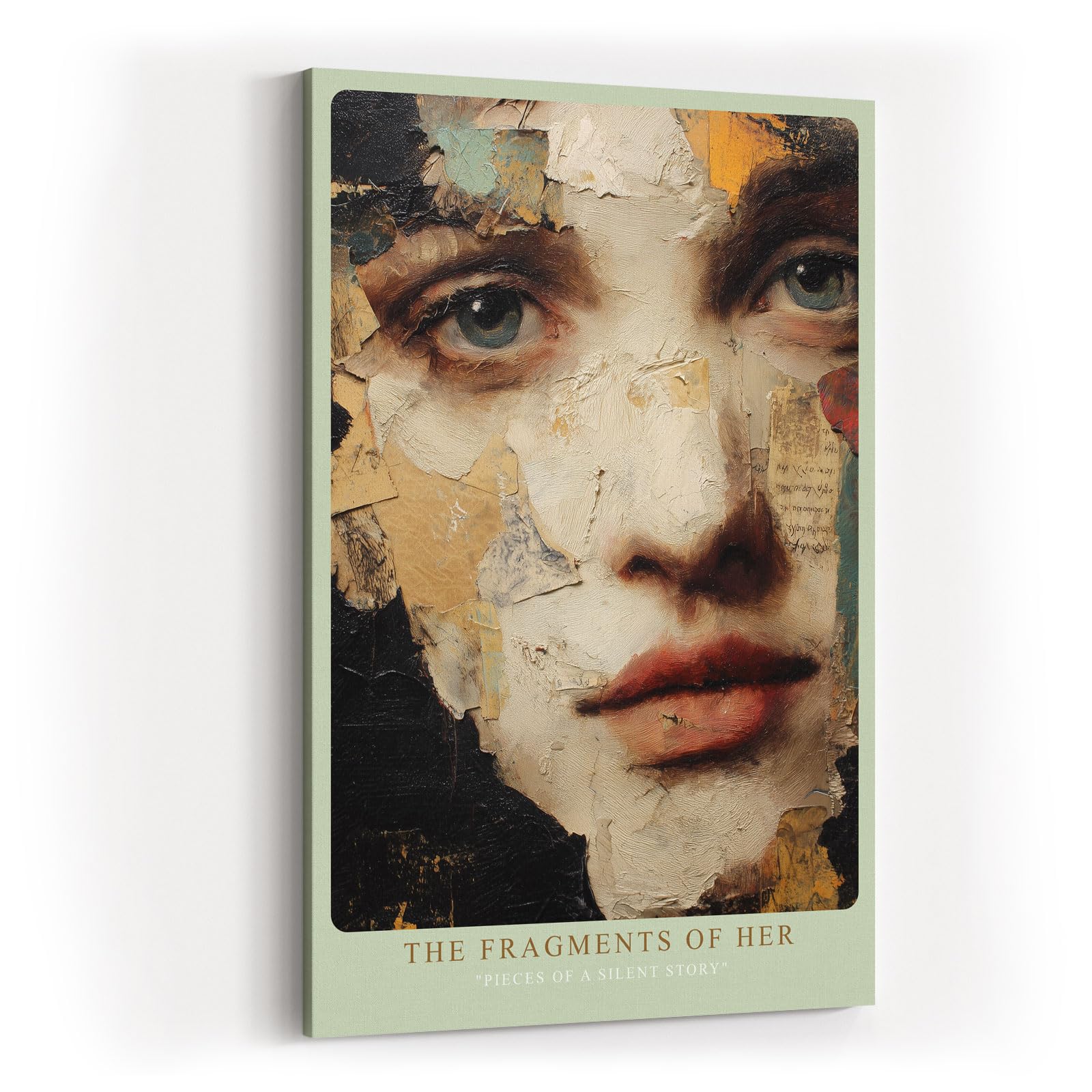 Paul Sinus Wandbild in 40x60cm fragmentiertes Frauenporträt in Mixed-Media-Technik – ausdrucksstarkes Kunstmotiv für moderne Wohnund Galerieräume