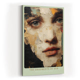 Paul Sinus Wandbild in 40x60cm fragmentiertes Frauenporträt in Mixed-Media-Technik – ausdrucksstarkes Kunstmotiv für moderne Wohnund Galerieräume