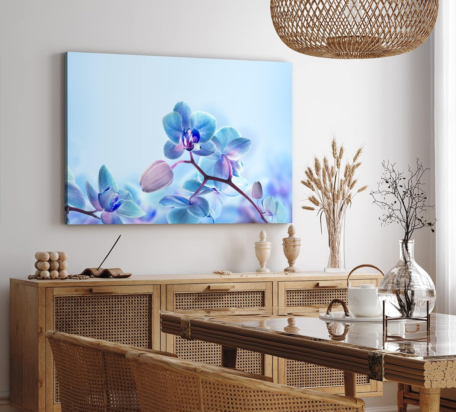 Paul Sinus Wandbild 120x80cm Blaue Orchidee Blüten Blume Kunstvoll Fotokunst