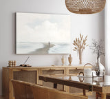 Paul Sinus Wandbild 120x80cm Einsamer Mann Nordsee Meer Horizont Hell weißer Himmel