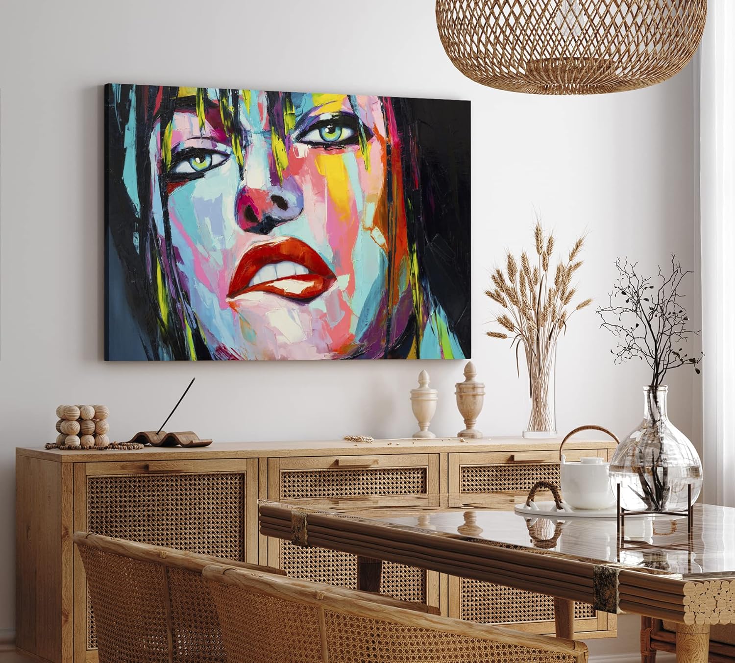 Wandbild 120x80cm Porträt einer jungen Frau Feminin Farbenfroh Abstrakt