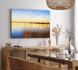 Paul Sinus Wandbild 120x80cm See Abendröte Sonnenuntergang Vögel Natur Horizont