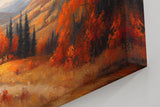 Sinus Art Wandbild 120x80cm Malerisches Motiv mit Hügeln, buntem Laub, weißem Haus und weitem Blick in herbstlicher Stimmung