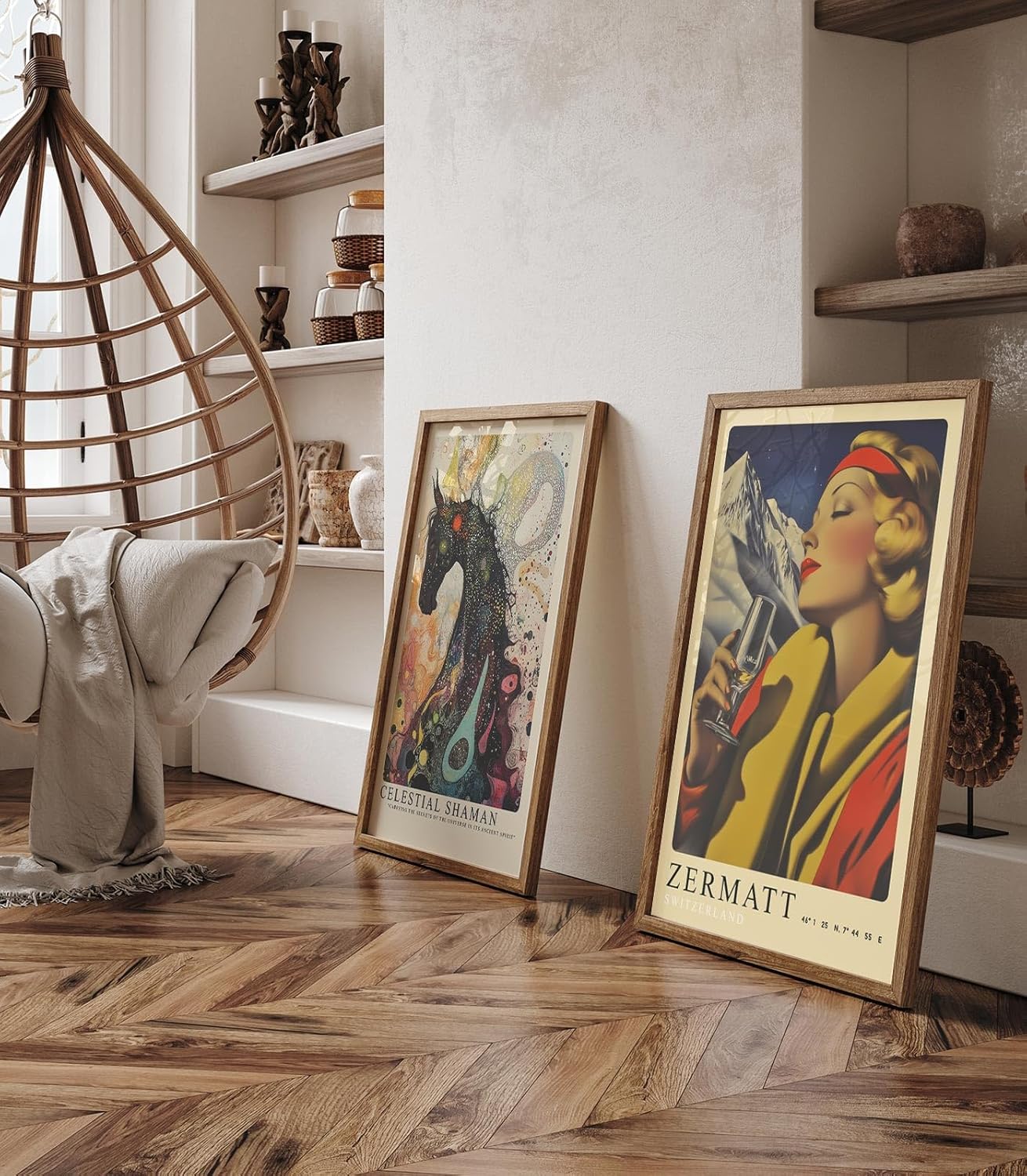 Paul Sinus Leinwandbild 40x60cm Leinwandbild Retro Lady Zermatt Alpen Eleganz Vintage Stil Genuss Kunst Schweiz stilvolle Berglandschaft Nostalgie