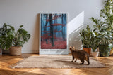 Paul Sinus Kunstdruck 40x60cm Herbst Wald Nebel Rot Bäume Stille Natur Scarlet Silence