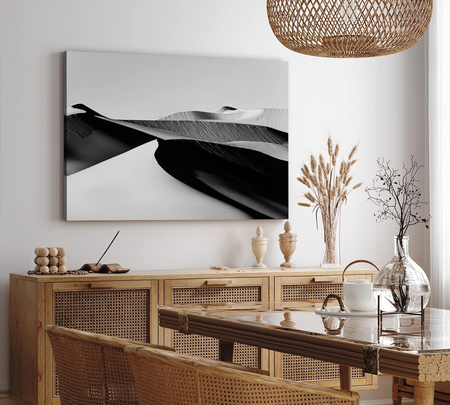 Paul Sinus Wandbild 120x80cm Schwarz Weiß Fotografie Wüste Sanddünen Kunstvoll